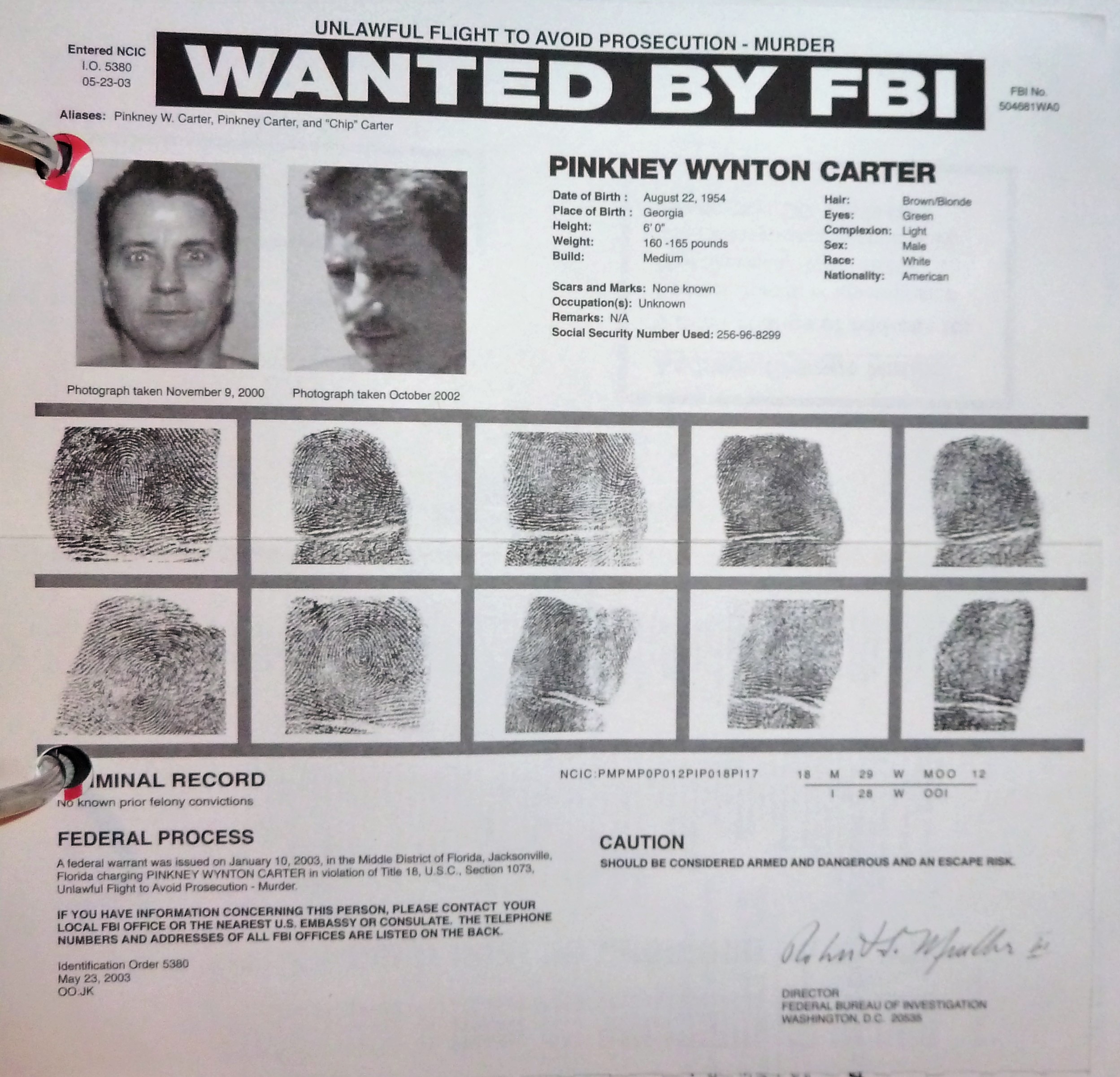 Image for 100 Federal Wanted Posters 1990's - 2000's In A Binder