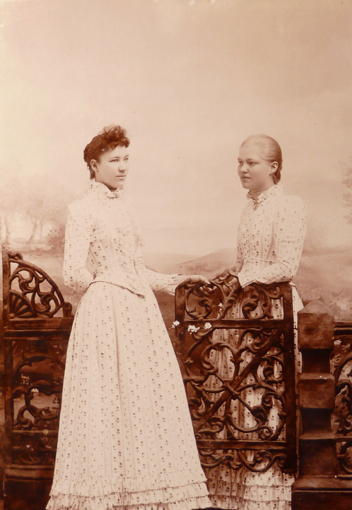 Image for 1870-1880 Cabinet Photo Blond & Brunette Beauties in Dresses