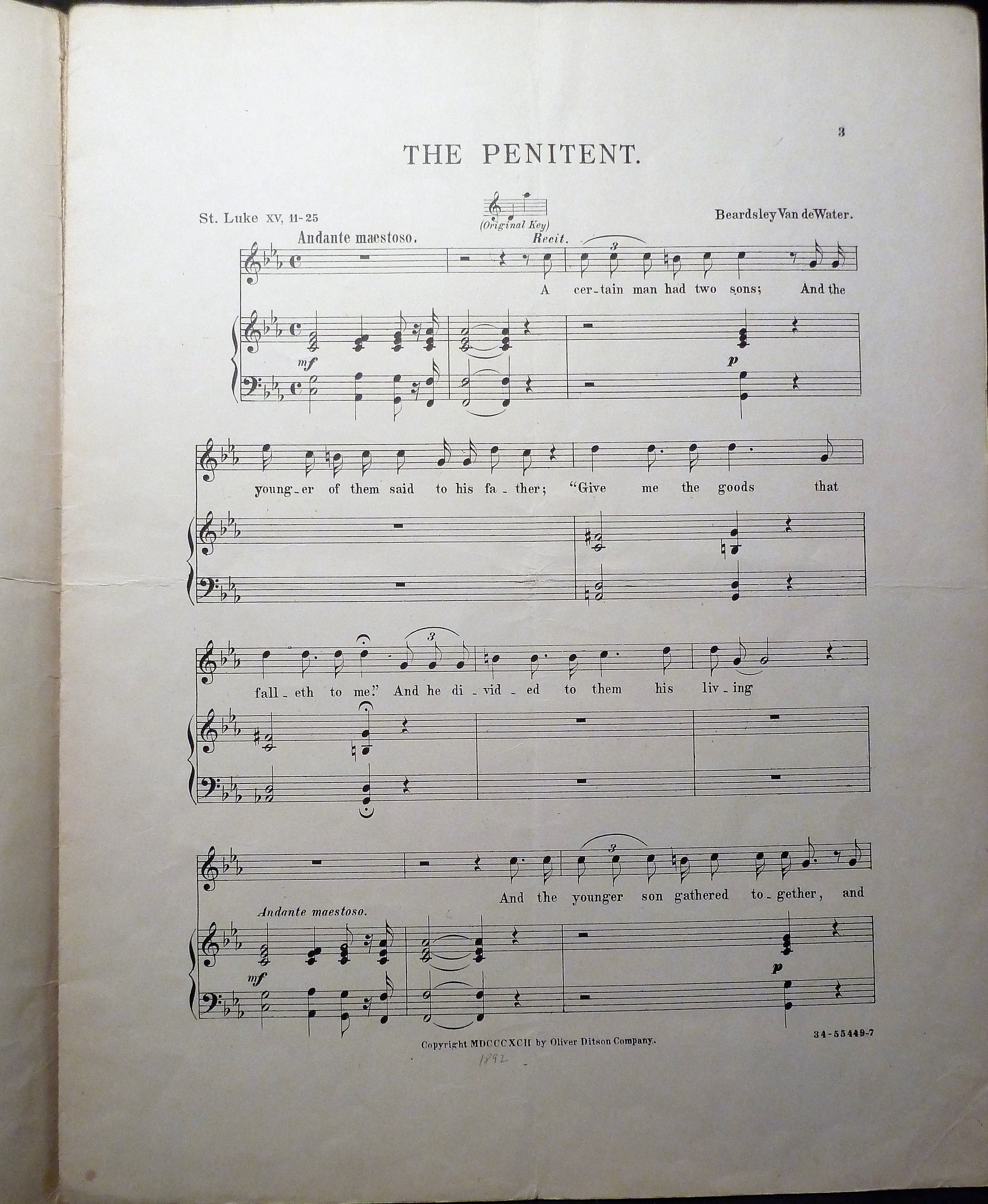 Image for Church Music -  Dudley Buck, "My Reedemer and My Lord"; "The Cross", words by Edwin Markham; "The Penitent" by Beardsley Van De Water, "The Cross" Harriet Ware