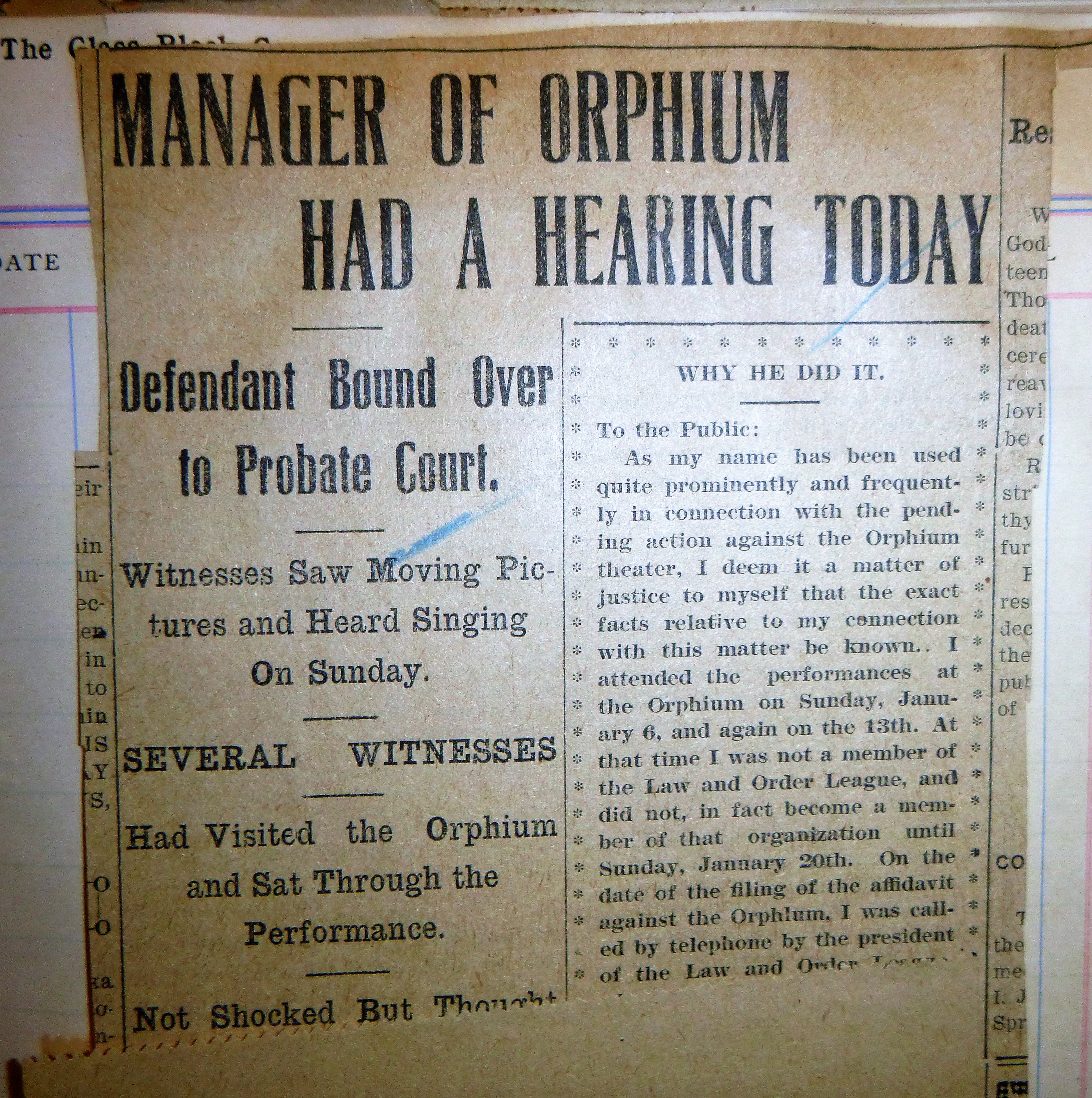 Image for The Fight To Allow Vaudeville In Lima Ohio In 1906