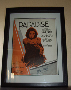 Image for Pola NEGRI signed 'Paradise' Sheet Music Cover , 1932