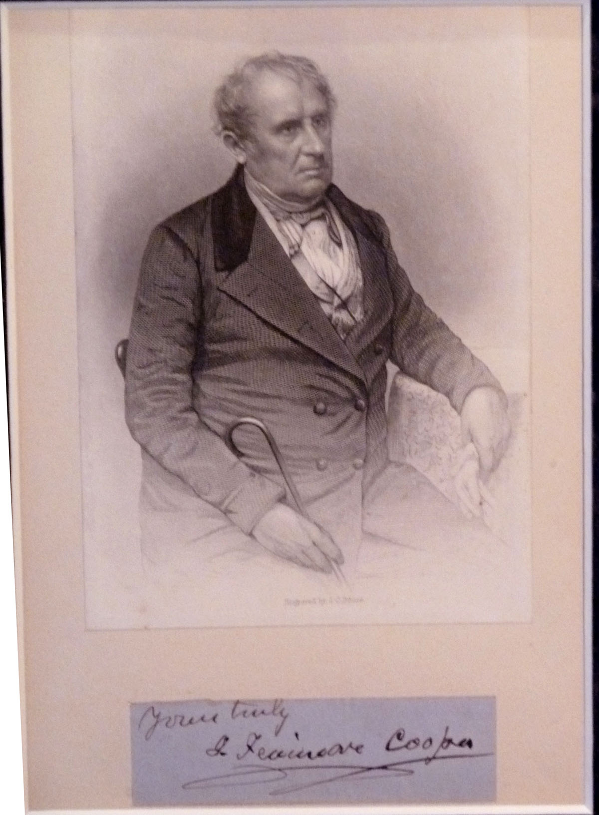 James Fenimore Cooper Framed Autograph and Engraving