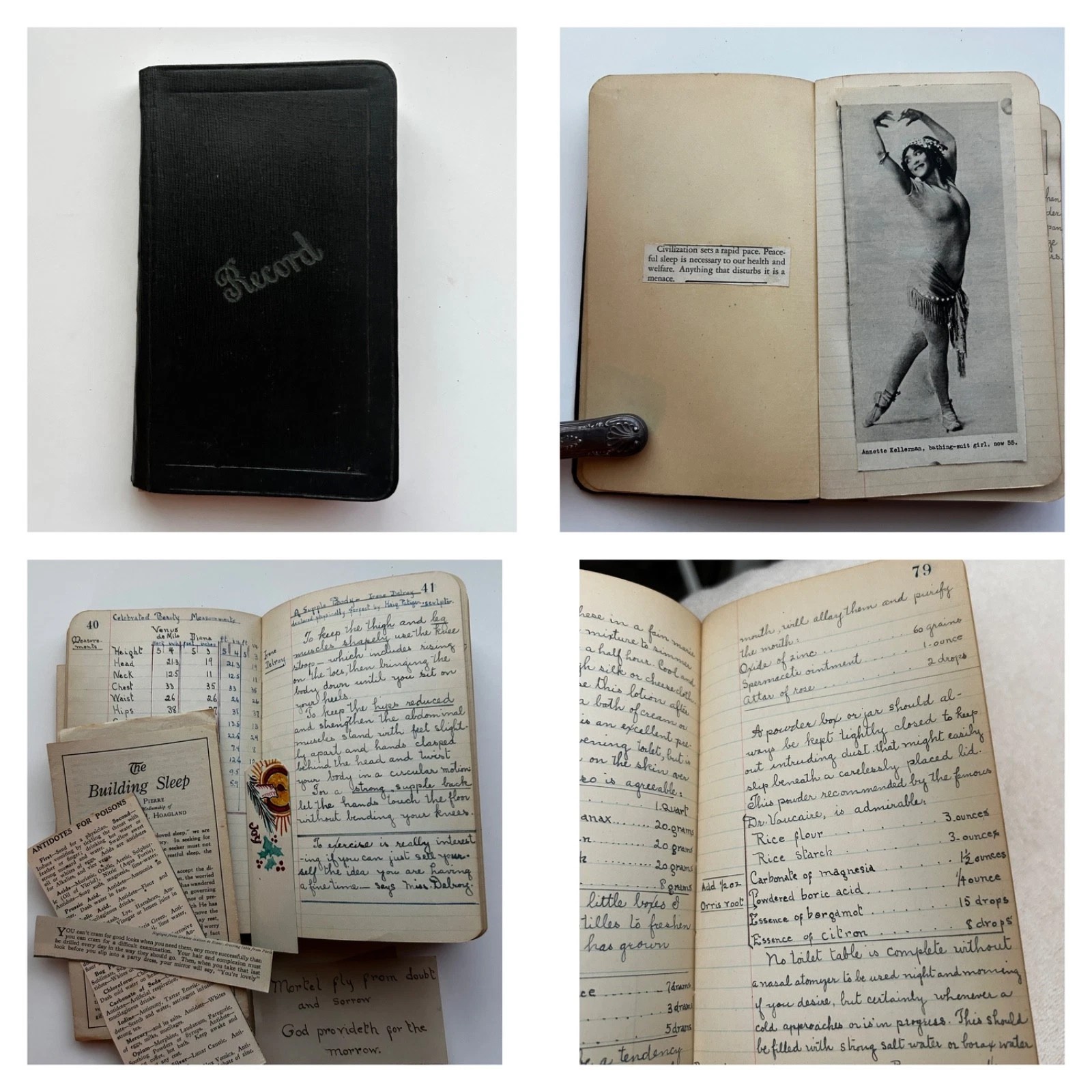 1920s -40s Women's Beauty Notebook Handwritten Recipes Potions