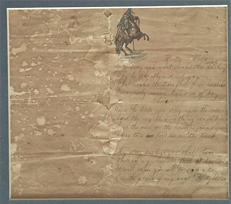 Image for 'THE BALLAD OF KITTY WELLS' - Hand-Written CIVIL WAR ERA SONG